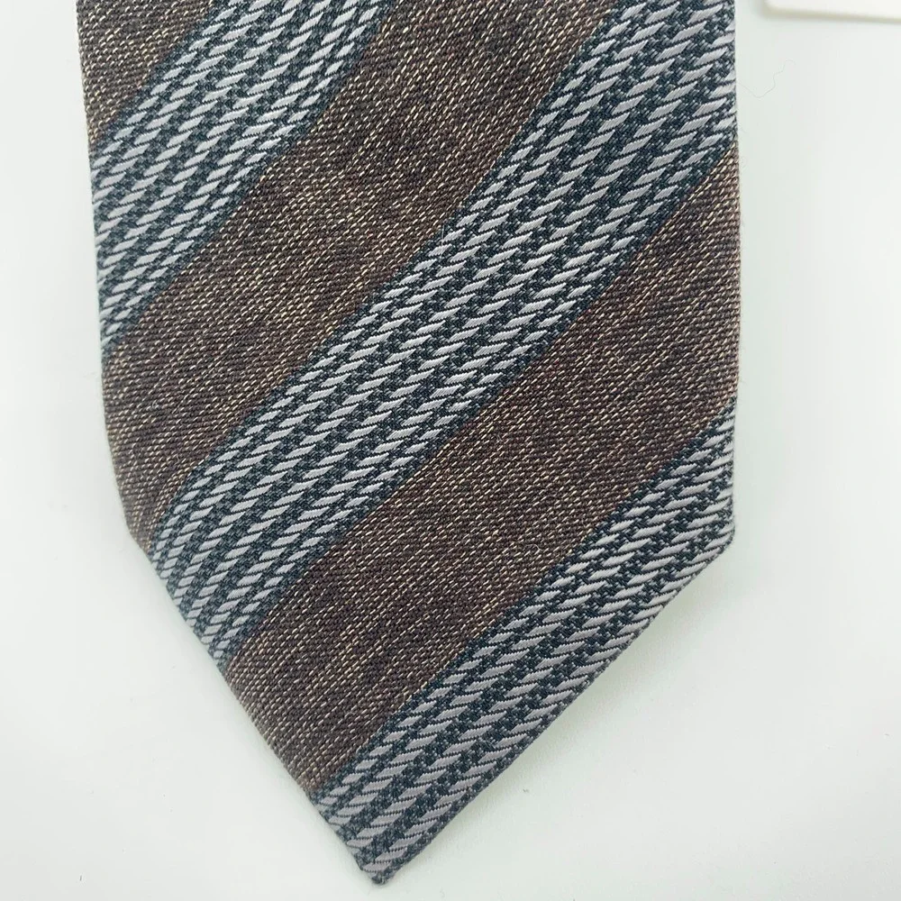 Eton Tie Men One Size Multi Striped Wool Blend Luxury Classic Necktie Italy Made